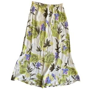 Vintage Y2K Hawaiian Floral Maxi Skirt Size Large XL Fairy Artsy Pull On